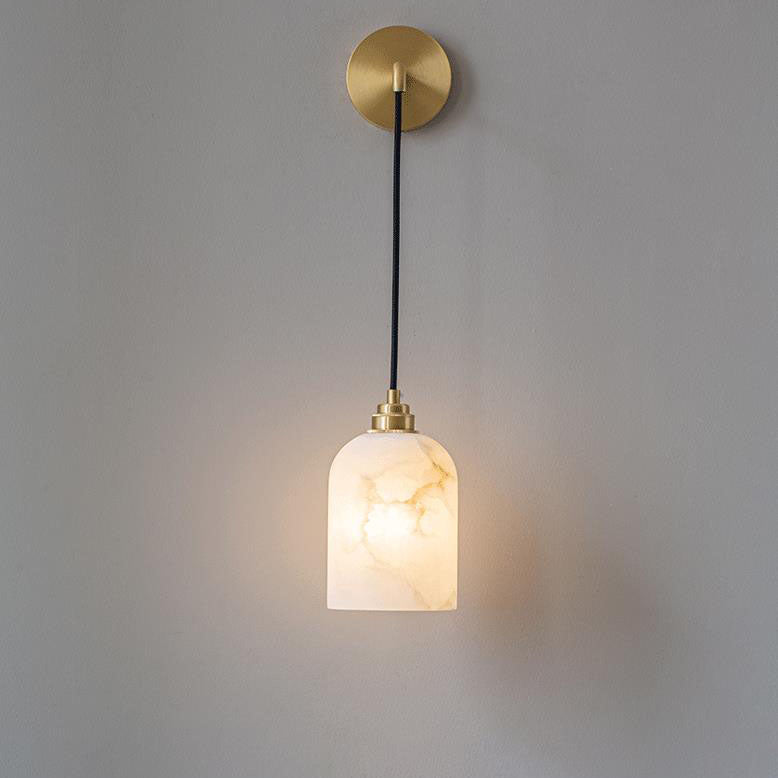 Light Luxury Marble Column Copper 1-Light Wall Sconce Lamp