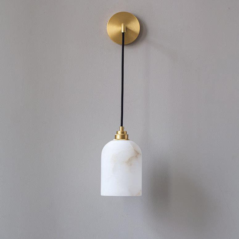Light Luxury Marble Column Copper 1-Light Wall Sconce Lamp