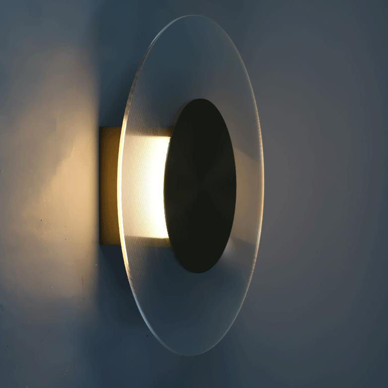 Light Luxury Hardware Disc Glass LED Wall Sconce Lamp