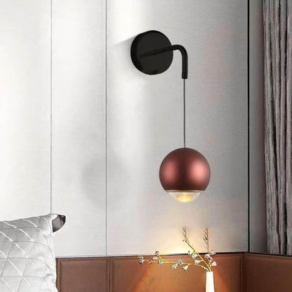 Minimalist Round Ball Aluminum Glass LED Wall Sconce Lamp