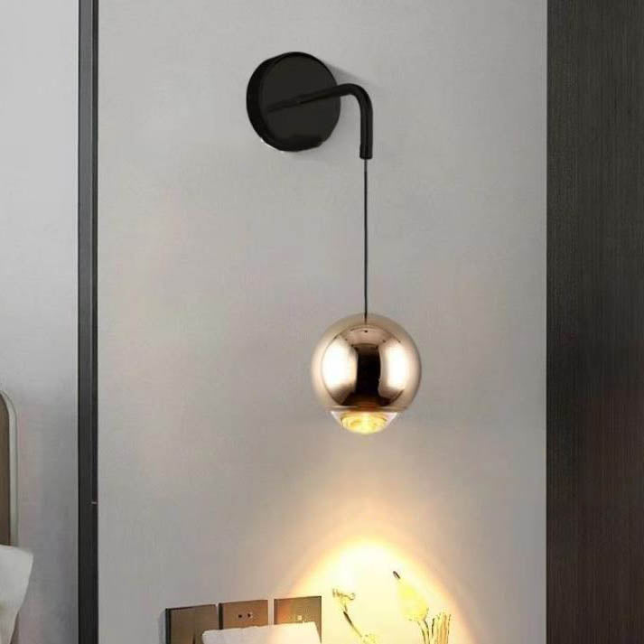 Minimalist Round Ball Aluminum Glass LED Wall Sconce Lamp