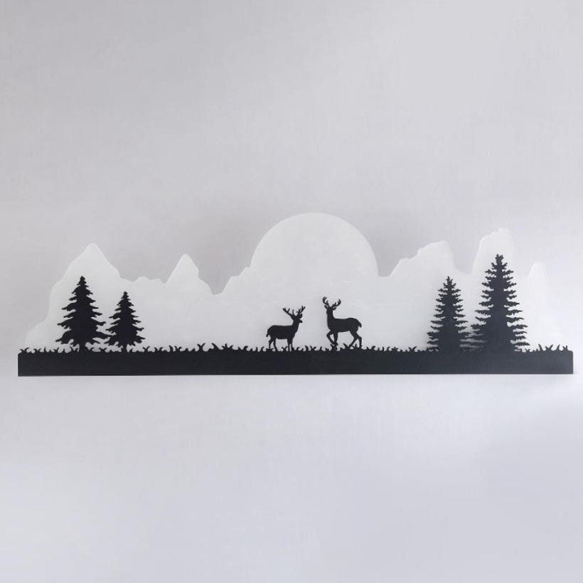 Chinese Landscape Painting Outside LED Wall Sconce Lamp