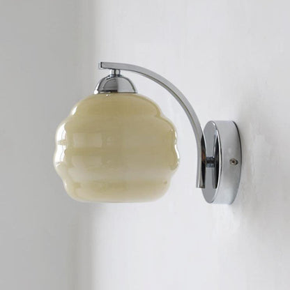 Simplicity Iron Glass Round Ball 1-Light Wall Sconce Lamp