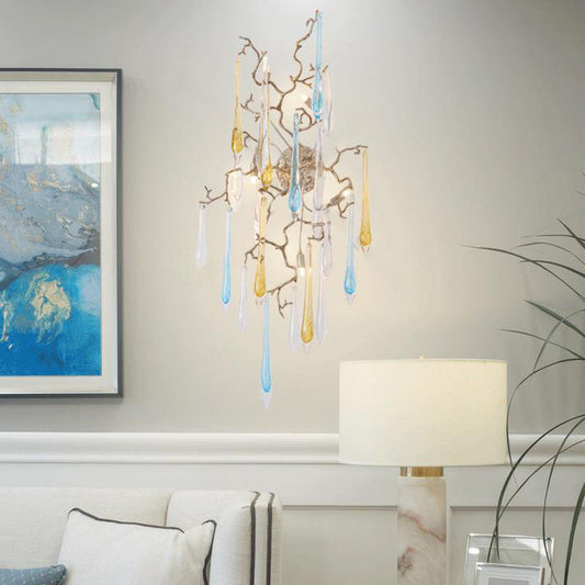 Deco Drops Full Copper Crystal 6-Light Wall Sconce Lamp