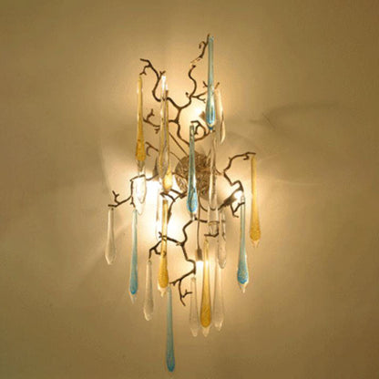 Deco Drops Full Copper Crystal 6-Light Wall Sconce Lamp
