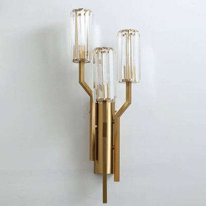 Luxury Cylinder Hardware Crystal 3-Light Wall Sconce Lamp