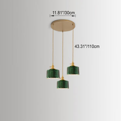 Nordic Vintage Green Brass Glass 1/2/3 Light Island Light Chandelier