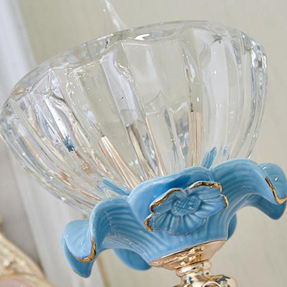 Flower Petal Zinc Alloy Crystal Glass 1/2 Wall Sconce Lamp