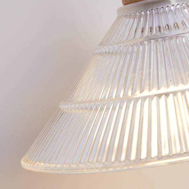 Cylinder Cone Solid Wood Glass 1-Light Wall Sconce Lamp