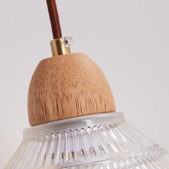 Cylinder Cone Solid Wood Glass 1-Light Wall Sconce Lamp