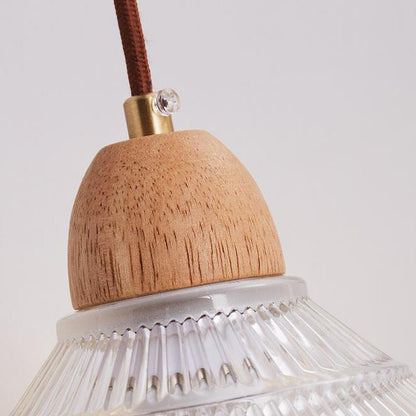 Cylinder Cone Solid Wood Glass 1-Light Wall Sconce Lamp