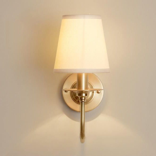 Scandinavian Bent Brass Fabric 1-Light Wall Sconce Lamp