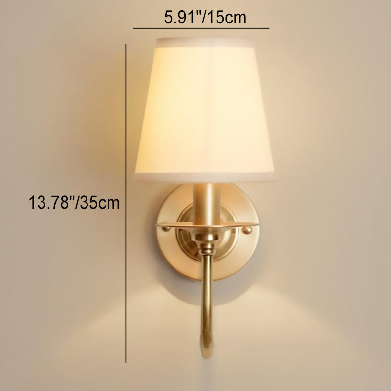 Scandinavian Bent Brass Fabric 1-Light Wall Sconce Lamp