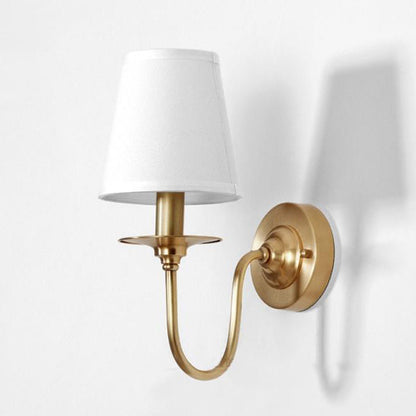 Scandinavian Bent Brass Fabric 1-Light Wall Sconce Lamp