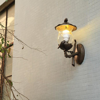 European Gourd Bird Aluminum Glass 1-Light Wall Sconce Lamp