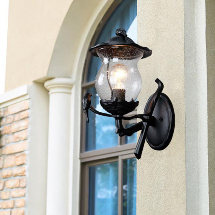 European Gourd Bird Aluminum Glass 1-Light Wall Sconce Lamp