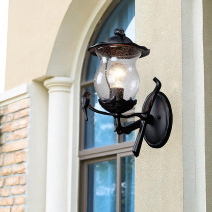 European Gourd Bird Aluminum Glass 1-Light Wall Sconce Lamp