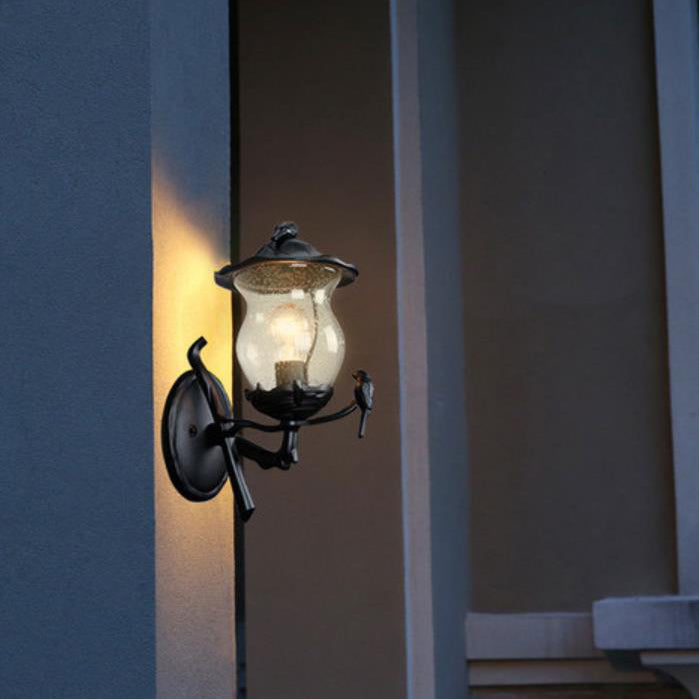 European Gourd Bird Aluminum Glass 1-Light Wall Sconce Lamp