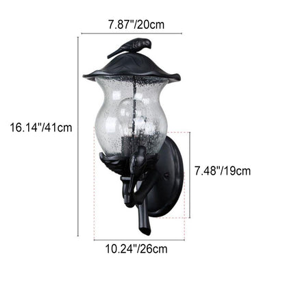 European Gourd Bird Aluminum Glass 1-Light Wall Sconce Lamp