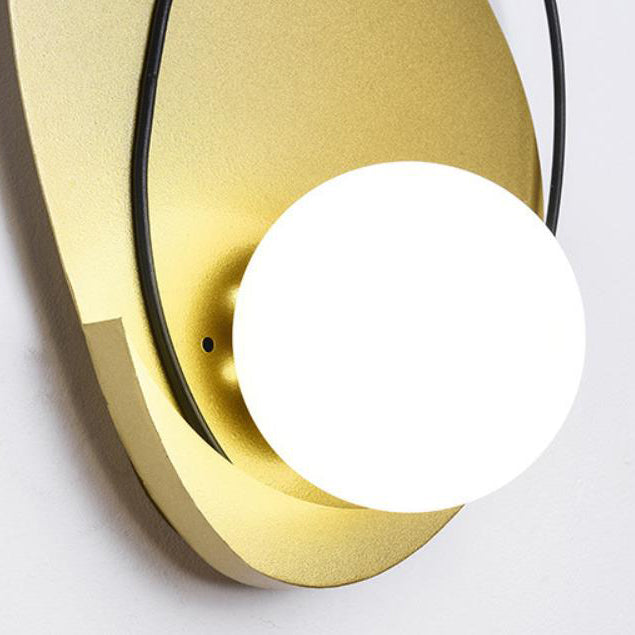 Deco Geometric Iron Round Shade 1-Light Wall Sconce Lamp