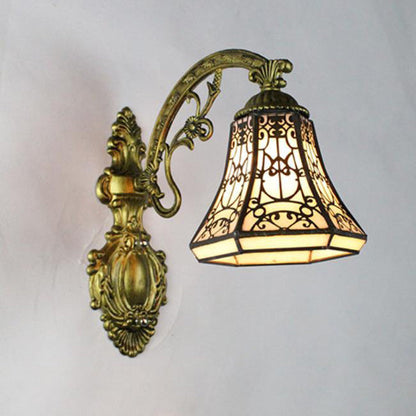 Tiffany Cup Iron Stained Glass 1-Light Wall Sconce Lamp