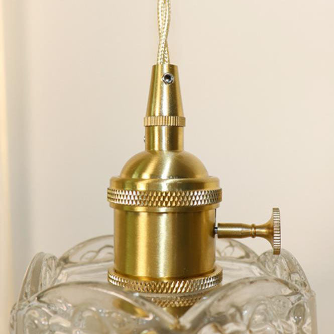 French Brass Carved Glass 1-Light Wall Sconce Lamp