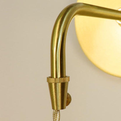 French Brass Carved Glass 1-Light Wall Sconce Lamp