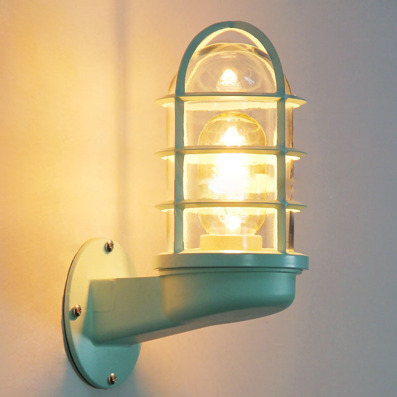 Macaron Cylinder Grid Iron Glass 1-Light Wall Sconce Lamp