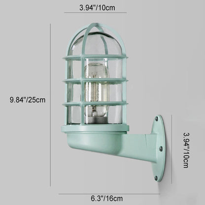 Macaron Cylinder Grid Iron Glass 1-Light Wall Sconce Lamp