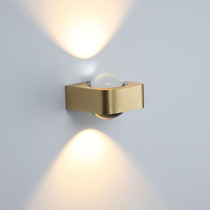 Rectangle Stainless Steel Copper Glass LED Wall Sconce Lamp