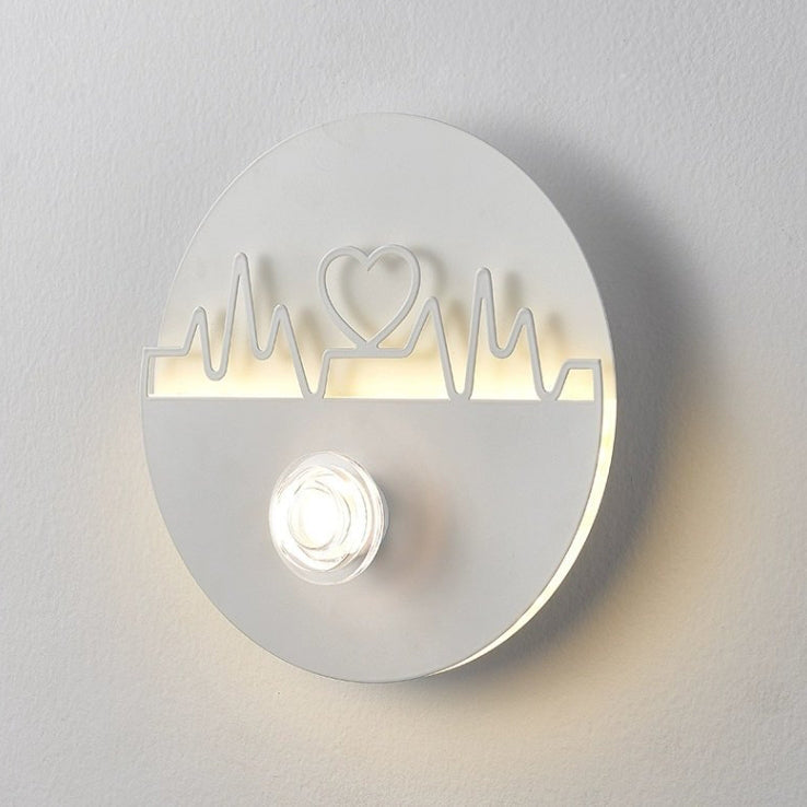 Cream Round Love Wave Iron Acrylic LED Wall Sconce Lamp