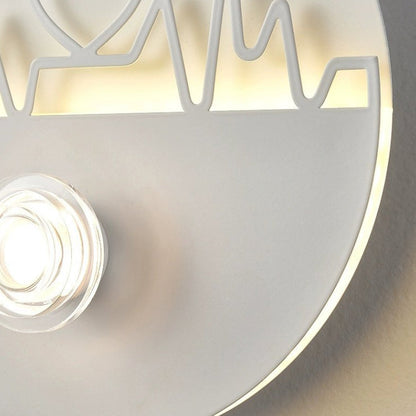 Cream Round Love Wave Iron Acrylic LED Wall Sconce Lamp
