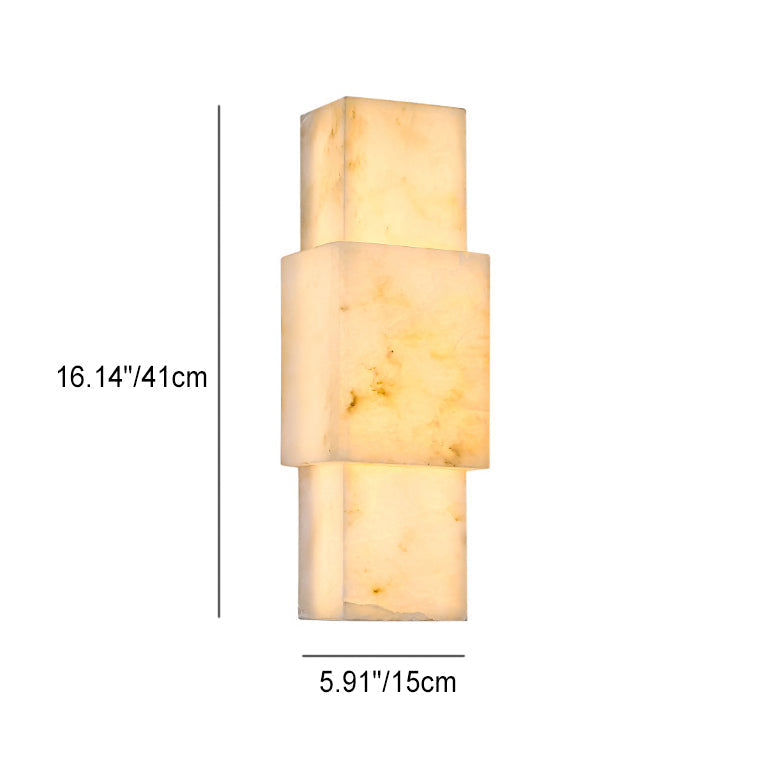 Minimalist Rectangular Metal Marble LED Wall Sconce Lamp