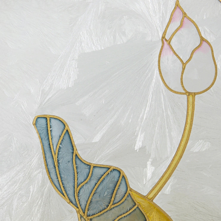 Chinese Enamel Lotus Flower Decor LED Wall Sconce Lamp