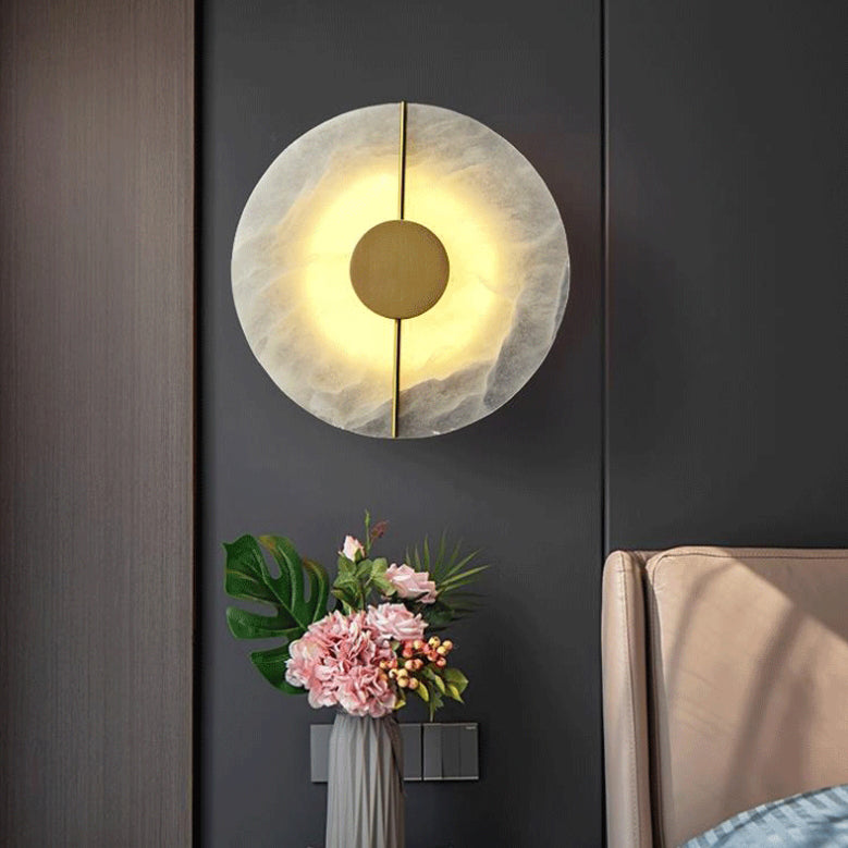 Scandinavian Copper Marble Round Oval LED Wall Sconce Lamp