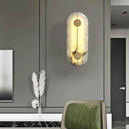Scandinavian Copper Marble Round Oval LED Wall Sconce Lamp