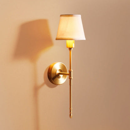 Copper Fabric Cylinder 1/2 Light Wall Sconce Lamp