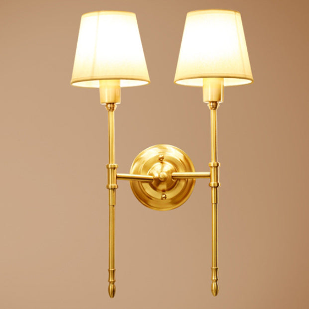 Copper Fabric Cylinder 1/2 Light Wall Sconce Lamp