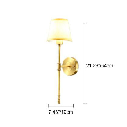 Copper Fabric Cylinder 1/2 Light Wall Sconce Lamp