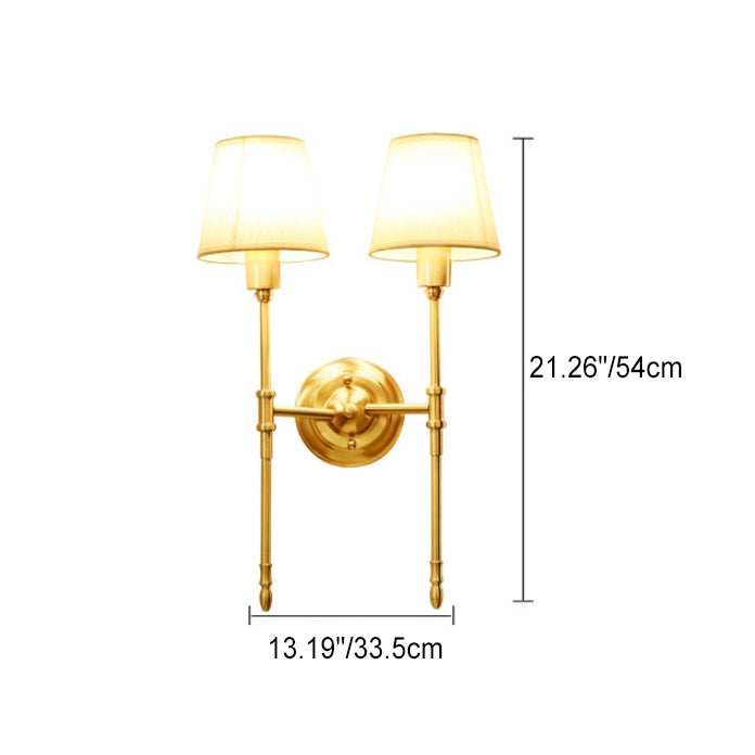 Copper Fabric Cylinder 1/2 Light Wall Sconce Lamp