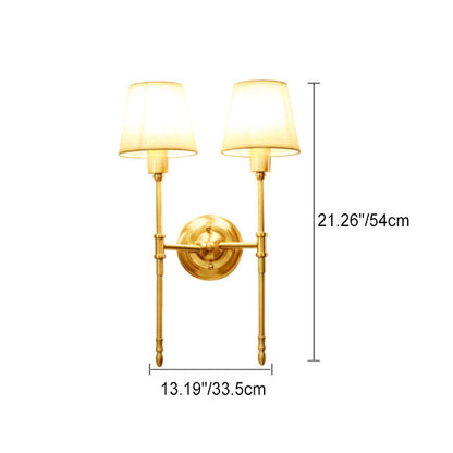 Copper Fabric Cylinder 1/2 Light Wall Sconce Lamp