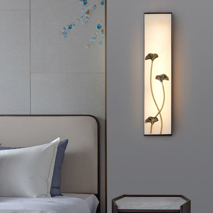 Chinese Lotus Flower Ginkgo Biloba LED Wall Sconce Lamp