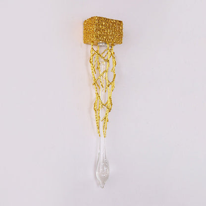 Iron Copper Crystal Branch Drop 1-Light Wall Sconce Lamp
