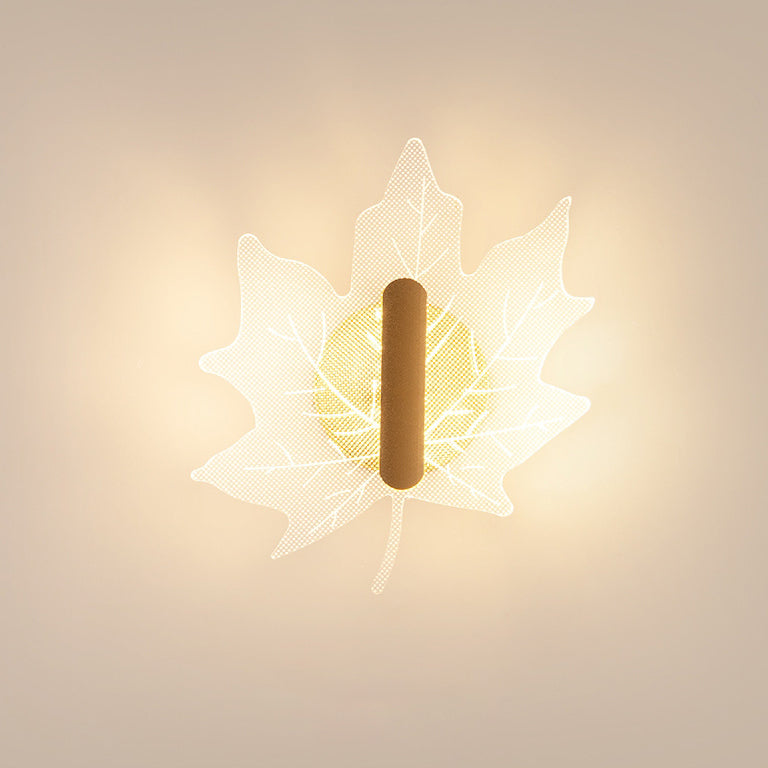 Metal Morning Glory Maple Leaf LED Wall Sconce Lamp