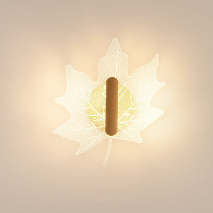 Metal Morning Glory Maple Leaf LED Wall Sconce Lamp