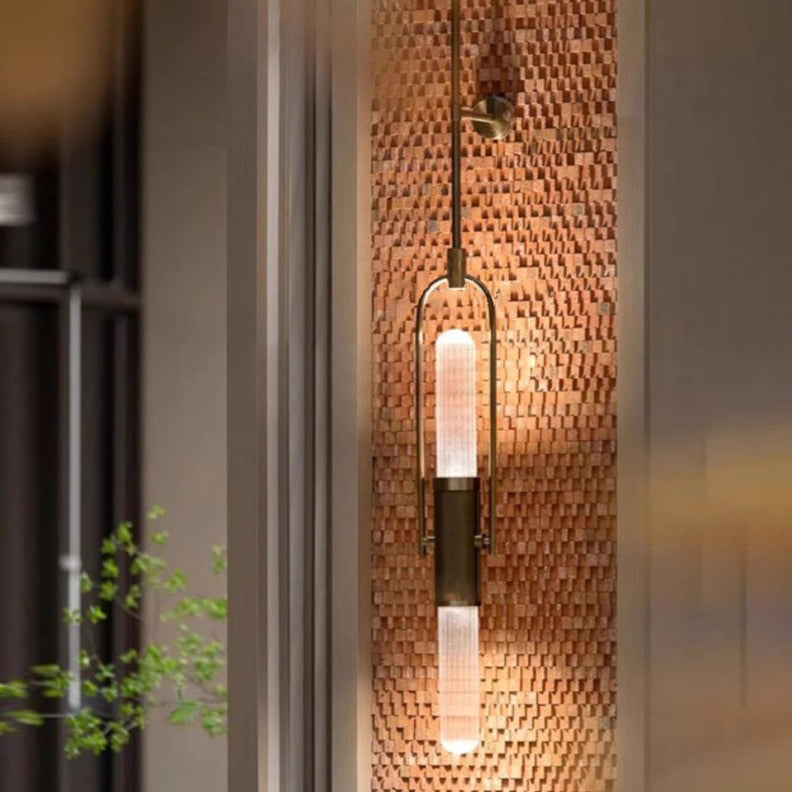 Scandinavian Glass Aluminum 2-Light Wall Sconce Lamp