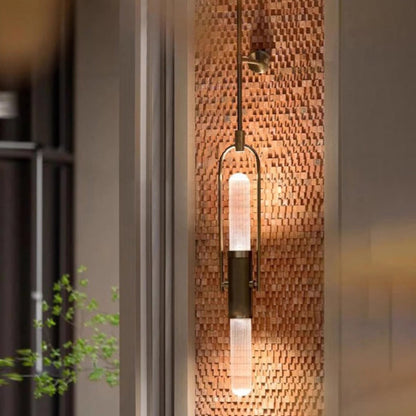 Scandinavian Glass Aluminum 2-Light Wall Sconce Lamp
