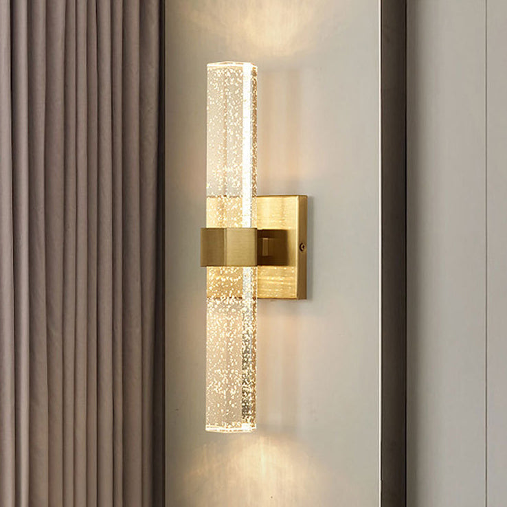 Luxury Hardware Crystal Strip Column LED Wall Sconce Lamp