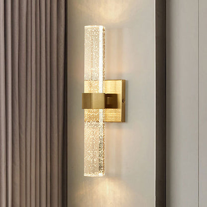Luxury Hardware Crystal Strip Column LED Wall Sconce Lamp