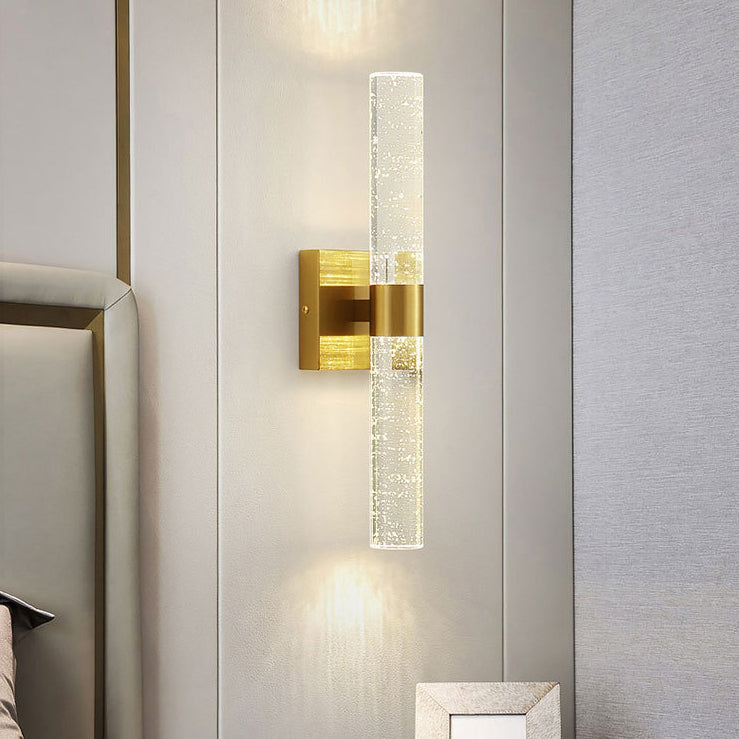 Luxury Hardware Crystal Strip Column LED Wall Sconce Lamp